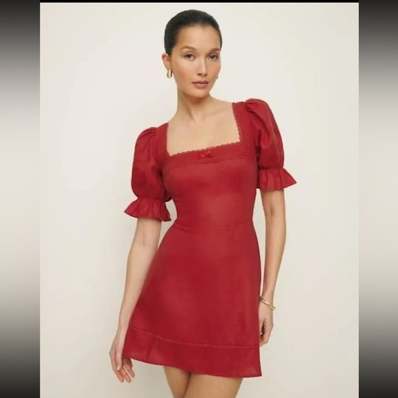 Reformation Evianna Linen Dress in red - Picture 2 of 5
